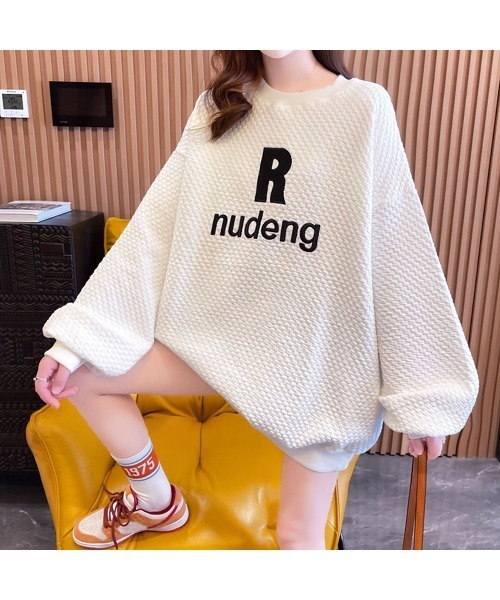 PRIVATE  BEACH（プライベートビーチ）の「ロゴ刺繍オーバーサイズトレーナー（スウェット・レディース・ブラック/ホワイト・LL/L/M）」の7枚目の写真