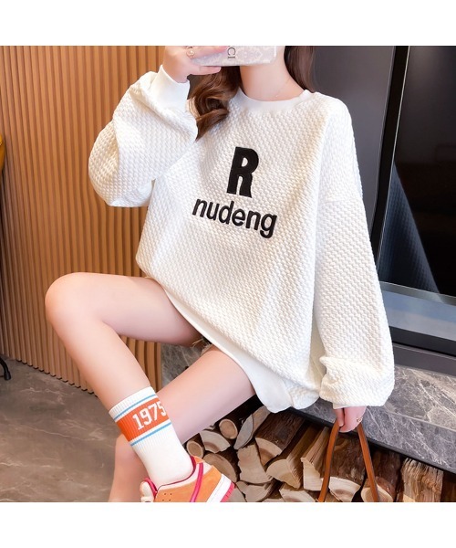 PRIVATE  BEACH（プライベートビーチ）の「ロゴ刺繍オーバーサイズトレーナー（スウェット・レディース・ブラック/ホワイト・LL/L/M）」の8枚目の写真