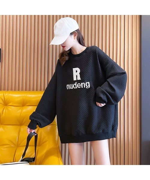 PRIVATE  BEACH（プライベートビーチ）の「ロゴ刺繍オーバーサイズトレーナー（スウェット・レディース・ブラック/ホワイト・LL/L/M）」の12枚目の写真