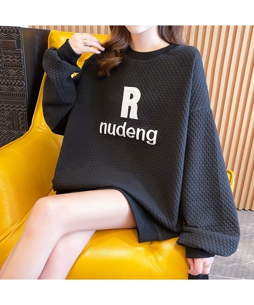 PRIVATE  BEACH（プライベートビーチ）の「ロゴ刺繍オーバーサイズトレーナー（スウェット・レディース・ブラック/ホワイト・LL/L/M）」の14枚目の写真