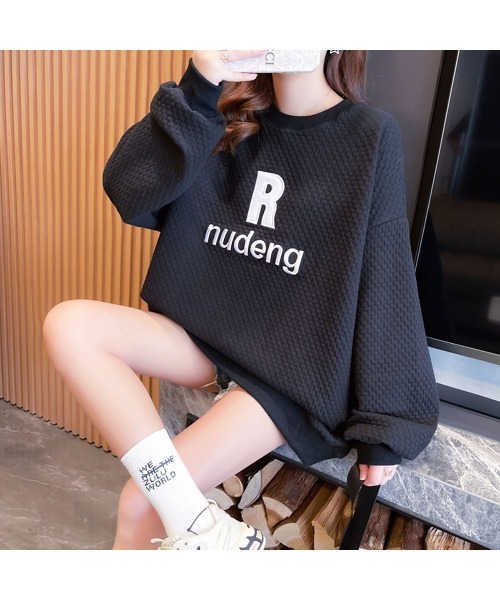 PRIVATE  BEACH（プライベートビーチ）の「ロゴ刺繍オーバーサイズトレーナー（スウェット・レディース・ブラック/ホワイト・LL/L/M）」の16枚目の写真