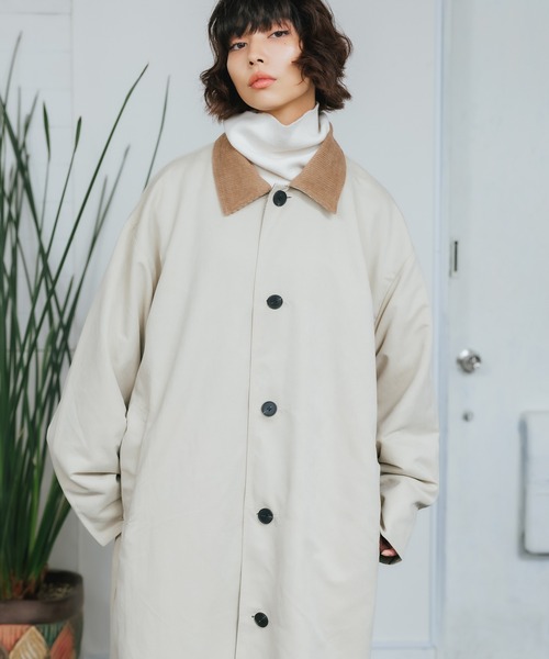 ROOPTOKYO（ループトウキョウ）の「ポリピーチ×GC リバーシブル ロングコート チェック ステンカラーコート（ステンカラーコート・メンズ・オリーブ/ベージュ/ブラック・M/L）」の9枚目の写真