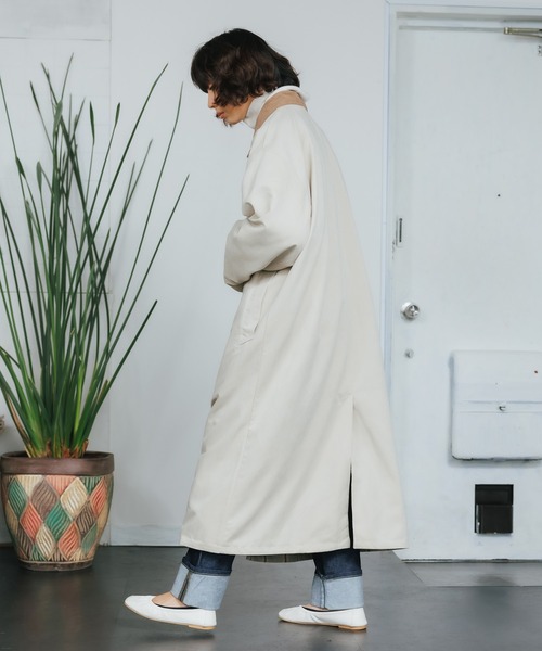 ROOPTOKYO（ループトウキョウ）の「ポリピーチ×GC リバーシブル ロングコート チェック ステンカラーコート（ステンカラーコート・メンズ・オリーブ/ベージュ/ブラック・M/L）」の18枚目の写真