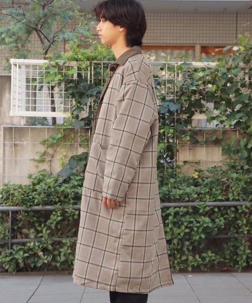 ROOPTOKYO（ループトウキョウ）の「ポリピーチ×GC リバーシブル ロングコート チェック ステンカラーコート（ステンカラーコート・メンズ・オリーブ/ベージュ/ブラック・M/L）」の14枚目の写真