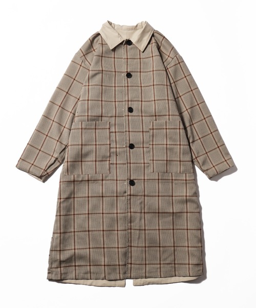 ROOPTOKYO（ループトウキョウ）の「ポリピーチ×GC リバーシブル ロングコート チェック ステンカラーコート（ステンカラーコート・メンズ・オリーブ/ベージュ/ブラック・M/L）」の16枚目の写真