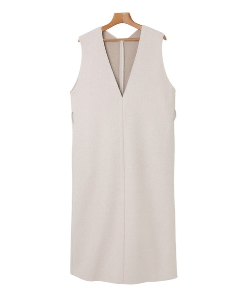 andme（アンドミー）の「起毛ダブルフェイスVネックワンピース（ジャンパースカート・レディース・チャコールグレー/ライトグレー/アイボリー/ラベンダー・S/M）」の6枚目の写真