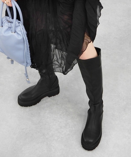minia（ミニア）の「厚底ウェッジフィットロングブーツ / 厚底ブーツ / 厚底ロングブーツ（ブーツ・レディース・ブラック・S/M/L/LL/3L）」の3枚目の写真