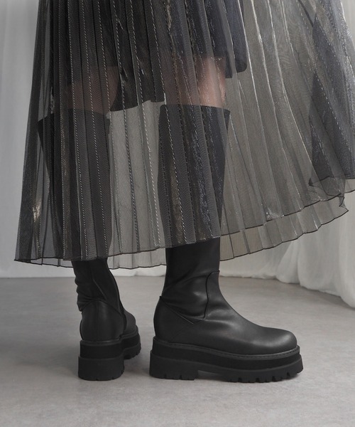 minia（ミニア）の「厚底ウェッジフィットロングブーツ / 厚底ブーツ / 厚底ロングブーツ（ブーツ・レディース・ブラック・S/M/L/LL/3L）」の13枚目の写真