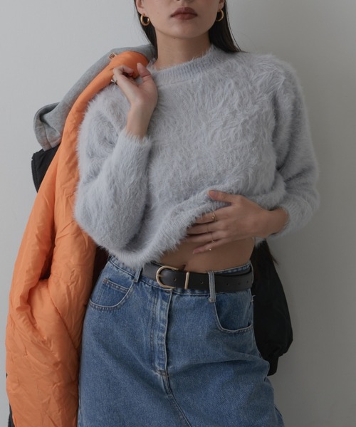 FIG&VIPER（フィグアンドバイパー）の「シャギークロップドニット（ニット/セーター・レディース・グレー/ホワイト・FREE）」の13枚目の写真