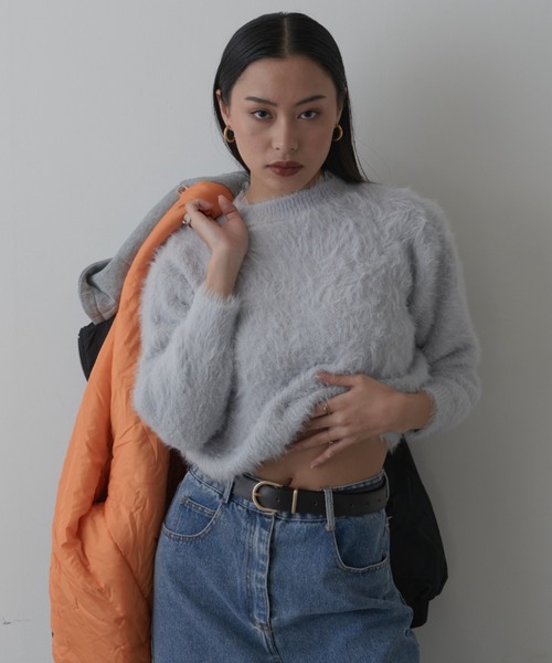 FIG&VIPER（フィグアンドバイパー）の「シャギークロップドニット（ニット/セーター・レディース・グレー/ホワイト・FREE）」の17枚目の写真