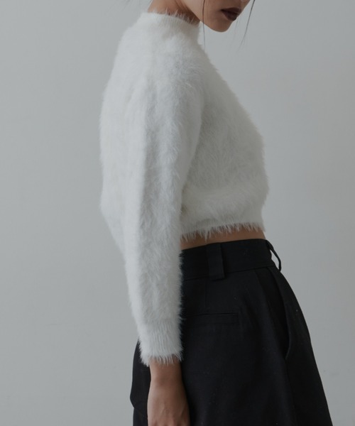 FIG&VIPER（フィグアンドバイパー）の「シャギークロップドニット（ニット/セーター・レディース・グレー/ホワイト・FREE）」の3枚目の写真