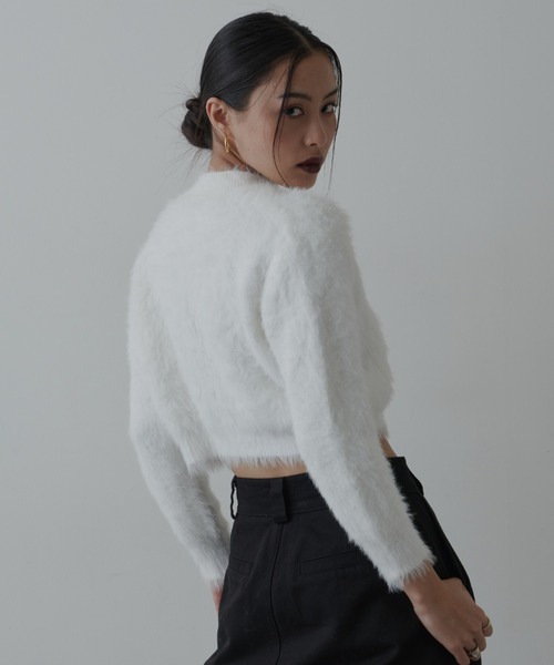 FIG&VIPER（フィグアンドバイパー）の「シャギークロップドニット（ニット/セーター・レディース・グレー/ホワイト・FREE）」の5枚目の写真