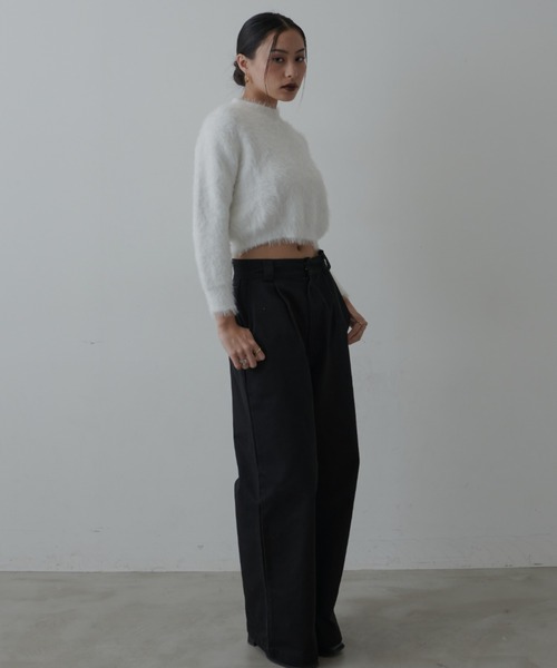 FIG&VIPER（フィグアンドバイパー）の「シャギークロップドニット（ニット/セーター・レディース・グレー/ホワイト・FREE）」の8枚目の写真