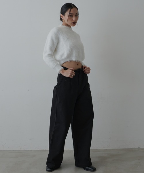 FIG&VIPER（フィグアンドバイパー）の「シャギークロップドニット（ニット/セーター・レディース・グレー/ホワイト・FREE）」の9枚目の写真