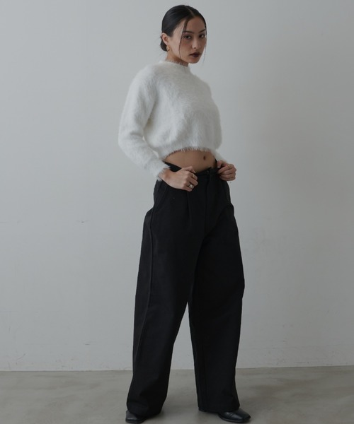 FIG&VIPER（フィグアンドバイパー）の「シャギークロップドニット（ニット/セーター・レディース・グレー/ホワイト・FREE）」の11枚目の写真