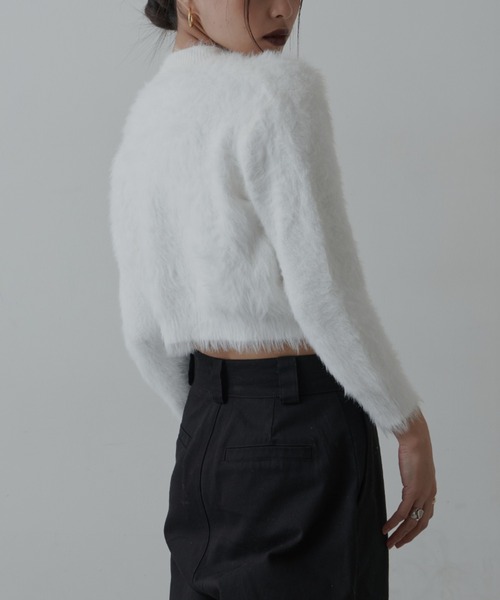 FIG&VIPER（フィグアンドバイパー）の「シャギークロップドニット（ニット/セーター・レディース・グレー/ホワイト・FREE）」の4枚目の写真