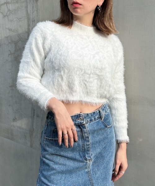 FIG&VIPER（フィグアンドバイパー）の「シャギークロップドニット（ニット/セーター・レディース・グレー/ホワイト・FREE）」の22枚目の写真