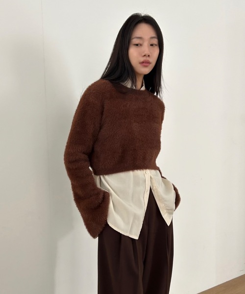Didot.showroom（ディドット ショールーム）の「フレアスリーブ シャギーニット（ニット/セーター・レディース・ピンク/アイボリー/ブラウン/グリーン・FREE）」の3枚目の写真