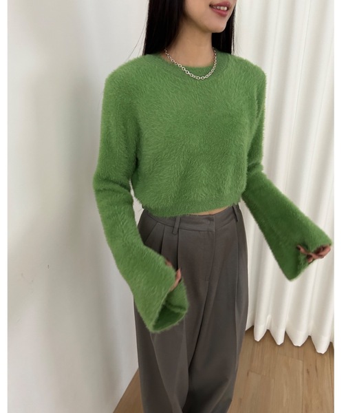 Didot.showroom（ディドット ショールーム）の「フレアスリーブ シャギーニット（ニット/セーター・レディース・ピンク/アイボリー/ブラウン/グリーン・FREE）」の16枚目の写真