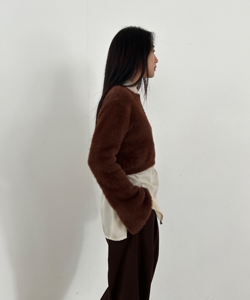 Didot.showroom（ディドット ショールーム）の「フレアスリーブ シャギーニット（ニット/セーター・レディース・ピンク/アイボリー/ブラウン/グリーン・FREE）」の12枚目の写真