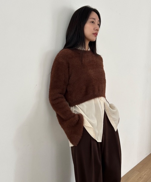 Didot.showroom（ディドット ショールーム）の「フレアスリーブ シャギーニット（ニット/セーター・レディース・ピンク/アイボリー/ブラウン/グリーン・FREE）」の7枚目の写真