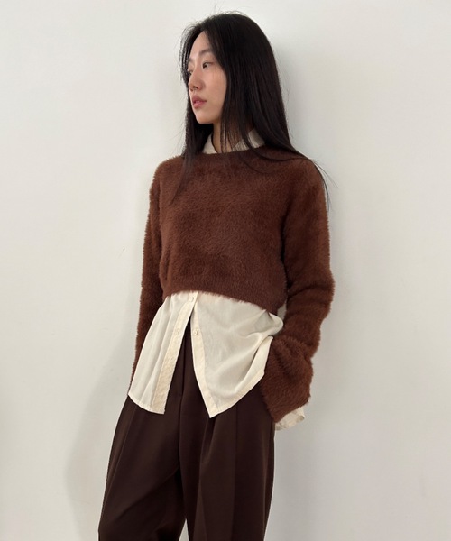 Didot.showroom（ディドット ショールーム）の「フレアスリーブ シャギーニット（ニット/セーター・レディース・ピンク/アイボリー/ブラウン/グリーン・FREE）」の9枚目の写真