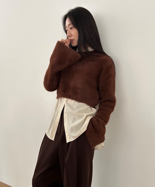 Didot.showroom（ディドット ショールーム）の「フレアスリーブ シャギーニット（ニット/セーター・レディース・ピンク/アイボリー/ブラウン/グリーン・FREE）」の10枚目の写真