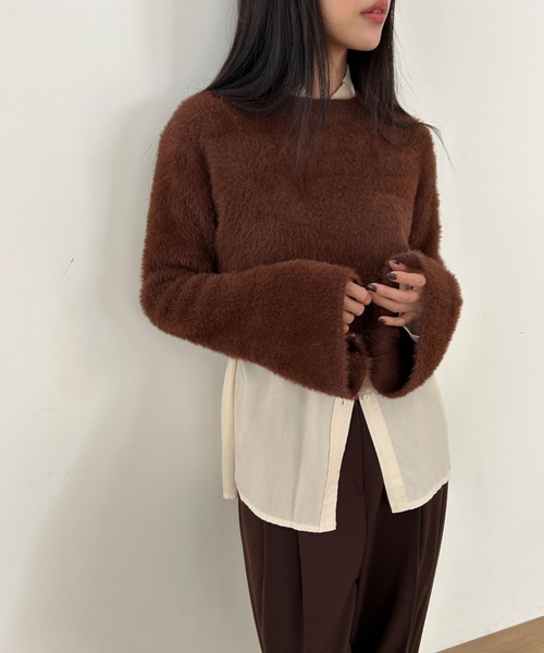 Didot.showroom（ディドット ショールーム）の「フレアスリーブ シャギーニット（ニット/セーター・レディース・ピンク/アイボリー/ブラウン/グリーン・FREE）」の8枚目の写真