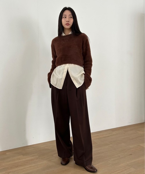 Didot.showroom（ディドット ショールーム）の「フレアスリーブ シャギーニット（ニット/セーター・レディース・ピンク/アイボリー/ブラウン/グリーン・FREE）」の6枚目の写真