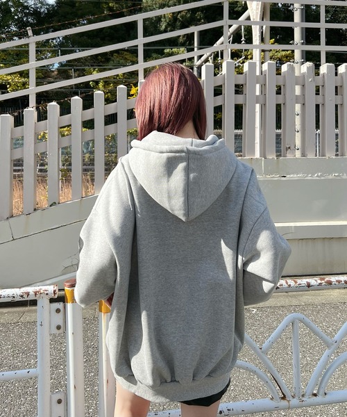 Figments（フィグメンツ）の「【裏起毛】OUTFITハーフジップパーカー（パーカー・レディース・ブラック/グレー・FREE）」の9枚目の写真