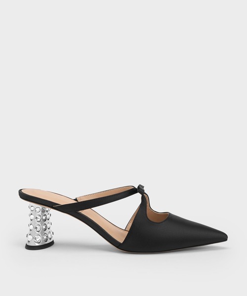 CHARLES & KEITH(チャールズ & キース)の「ボウクロスオーバー ジェムエンベリッシュドミュール(サンダル・レディース・ブラック/ピンク・23cm/23.5cm/24.5cm/25cm/22.5cm)」の5枚目の写真