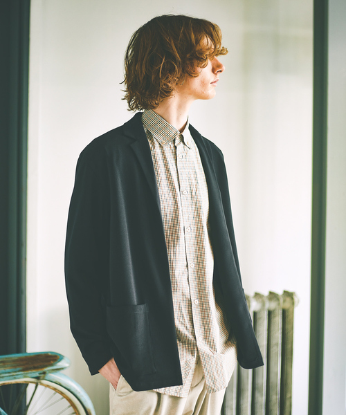 ABAHOUSE（アバハウス）の「【セットアップ対応】ハイストレッチ ジョーゼット ボタンレス ジャケット / カーディガン（カーディガン/ボレロ・メンズ・ベージュ/ダークネイビー/ライトブラウン・44/46/48）」の3枚目の写真