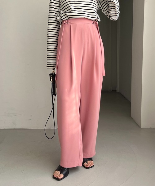 CAPRICIEUX LE'MAGE(カプリシューレマージュ)の「Wベルトストレートパンツ(その他パンツ・レディース・ブラック/ミント/ピンク/ホワイト系その他・36/38)」の6枚目の写真