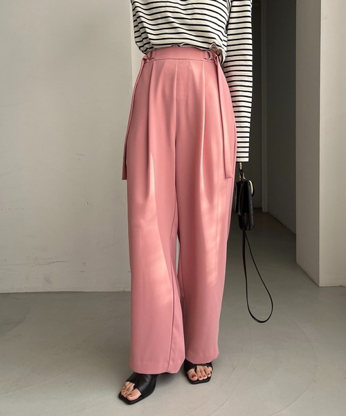 CAPRICIEUX LE'MAGE(カプリシューレマージュ)の「Wベルトストレートパンツ(その他パンツ・レディース・ブラック/ミント/ピンク/ホワイト系その他・36/38)」の7枚目の写真