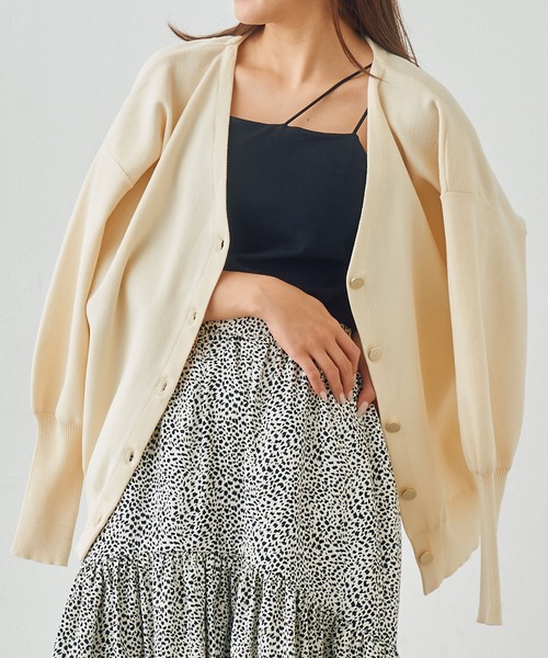 Shelly island（シェリーアイランド）の「アシメストラップカップ付きキャミ（キャミソール・レディース・ブラック/ホワイト・FREE）」の8枚目の写真