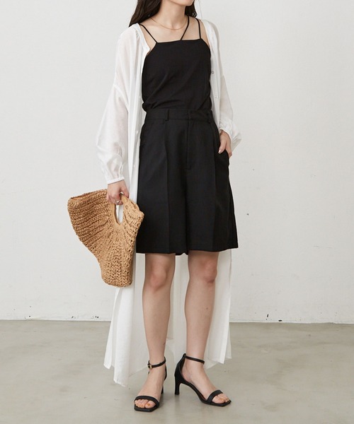 Shelly island（シェリーアイランド）の「アシメストラップカップ付きキャミ（キャミソール・レディース・ブラック/ホワイト・FREE）」の22枚目の写真