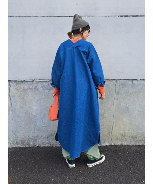 BACK NUMBER(バックナンバー)の「【BACK NUMBER】抜き衿デニムワンピース(シャツワンピース・レディース・ダークインディゴブルー/ライトインディゴブルー・M/L)」の19枚目の写真