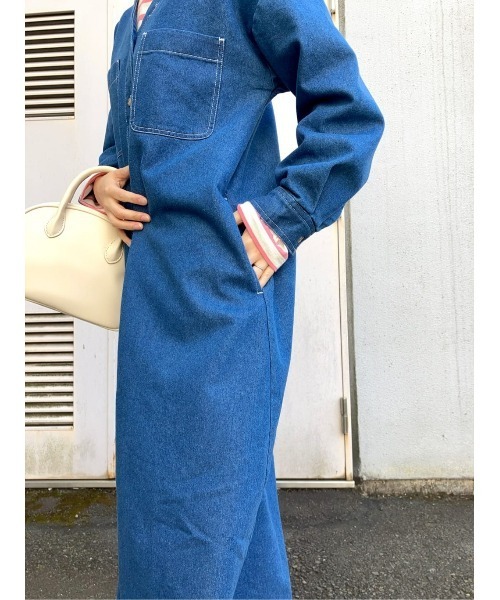 BACK NUMBER(バックナンバー)の「【BACK NUMBER】抜き衿デニムワンピース(シャツワンピース・レディース・ダークインディゴブルー/ライトインディゴブルー・M/L)」の16枚目の写真