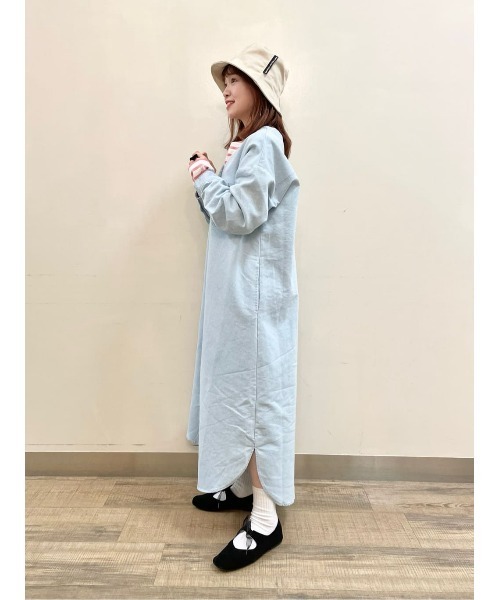 BACK NUMBER(バックナンバー)の「【BACK NUMBER】抜き衿デニムワンピース(シャツワンピース・レディース・ダークインディゴブルー/ライトインディゴブルー・M/L)」の12枚目の写真