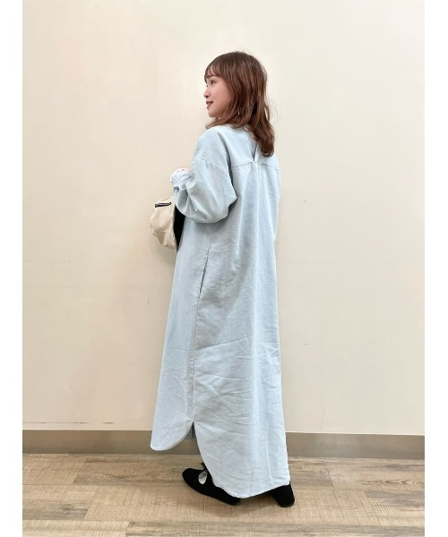 BACK NUMBER(バックナンバー)の「【BACK NUMBER】抜き衿デニムワンピース(シャツワンピース・レディース・ダークインディゴブルー/ライトインディゴブルー・M/L)」の11枚目の写真