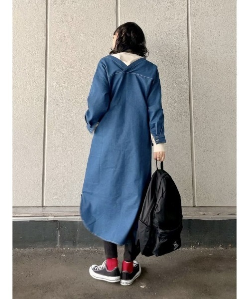 BACK NUMBER(バックナンバー)の「【BACK NUMBER】抜き衿デニムワンピース(シャツワンピース・レディース・ダークインディゴブルー/ライトインディゴブルー・M/L)」の7枚目の写真