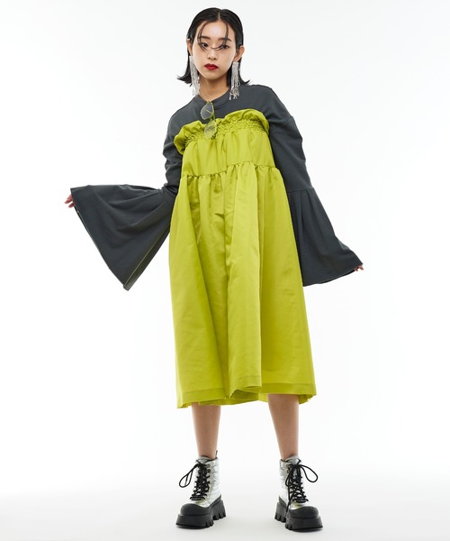 Narcissus（ナルシス）の「【SINN】Narcissusオリジナル  2WAYギャザーナイロンスカート（スカート・レディース・ブラック/イエロー・FREE）」の20枚目の写真