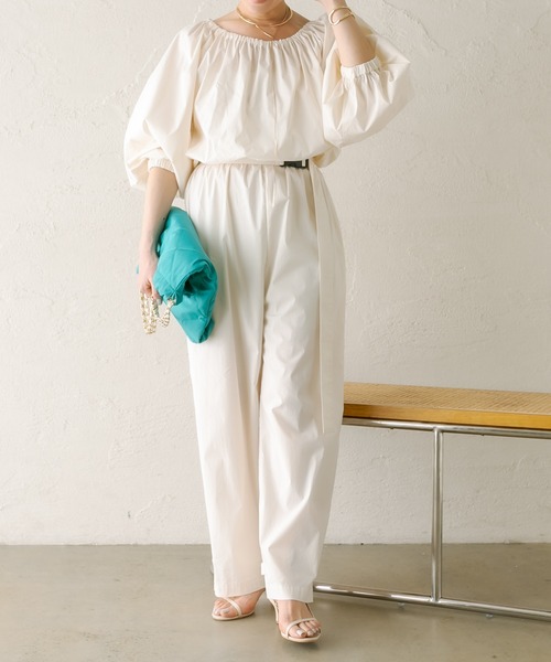 COLLAGE GALLARDAGALANTE(コラージュガリャルダガランテ)の「ギャザージャンプスーツ(サロペット/オーバーオール・レディース・ブラック/ホワイト・FREE)」の3枚目の写真