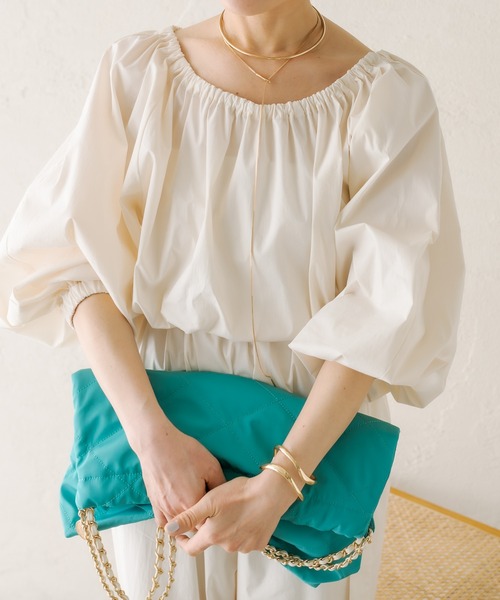 COLLAGE GALLARDAGALANTE(コラージュガリャルダガランテ)の「ギャザージャンプスーツ(サロペット/オーバーオール・レディース・ブラック/ホワイト・FREE)」の4枚目の写真