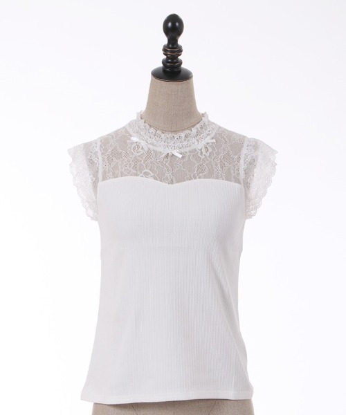 axes femme POETIQUE（アクシーズファムポエティック）の「レースビスチェ切替タンク（その他アンダーウェア/インナー・レディース・ブラック/ピンク/キナリ・MEDIUM）」の2枚目の写真