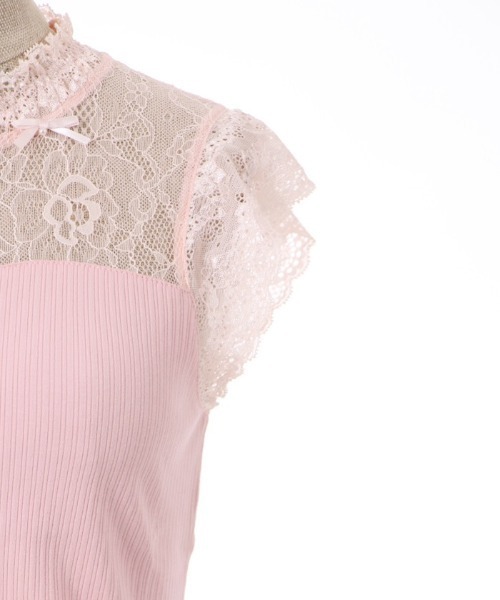 axes femme POETIQUE（アクシーズファムポエティック）の「レースビスチェ切替タンク（その他アンダーウェア/インナー・レディース・ブラック/ピンク/キナリ・MEDIUM）」の5枚目の写真