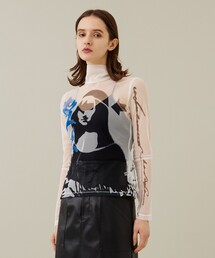 AKIKOAOKI | 【AKIKOAOKI/アキコアオキ】グラフィティメッシュトップ(Tシャツ/カットソー)