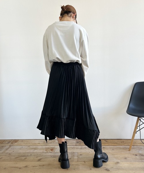 Kotoe(コトエ)の「【在庫限り】 プリーツスカート アシンメトリー アシメスカート ブラック ホワイト(スカート・レディース・ブラック/ホワイト・FREE)」の5枚目の写真