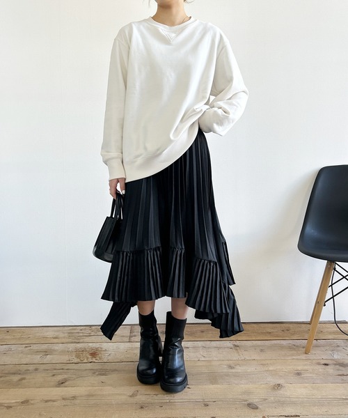 Kotoe(コトエ)の「【在庫限り】 プリーツスカート アシンメトリー アシメスカート ブラック ホワイト(スカート・レディース・ブラック/ホワイト・FREE)」の8枚目の写真