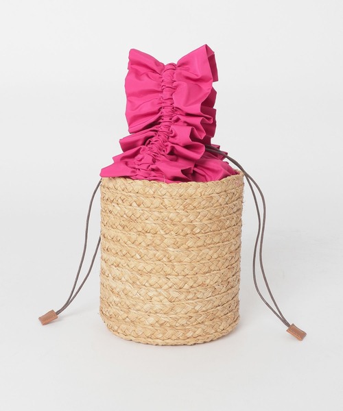 Andemiu（アンデミュウ）の「ラフィアフリルバケツBAG 187511（かごバッグ・レディース・グレイッシュベージュ/ピンク/ブラック・FREE）」の9枚目の写真